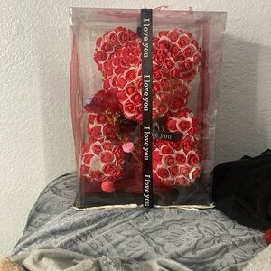 Rose Teddy Bear with Red and Pink Roses